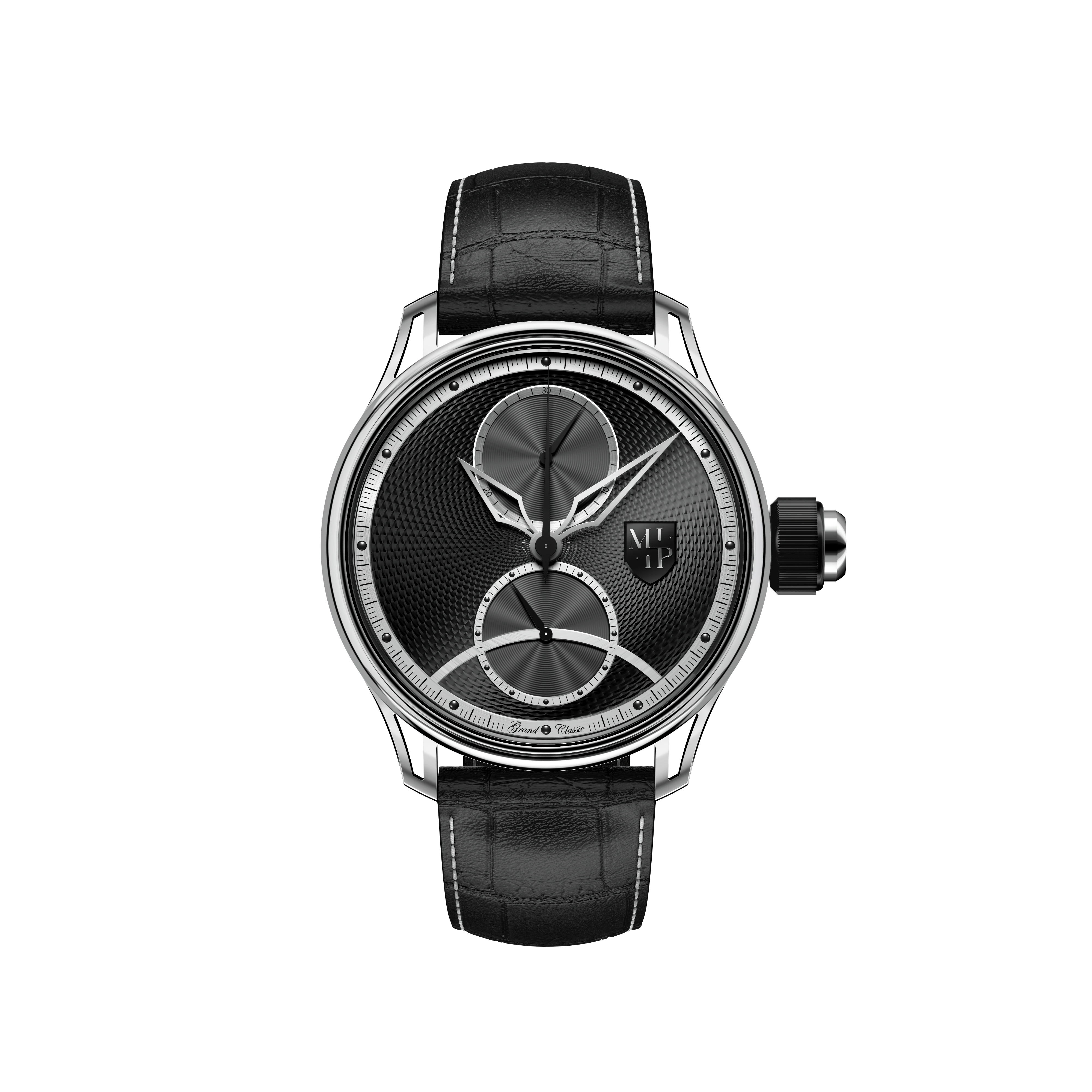 Montre Acier Noir Vue Face